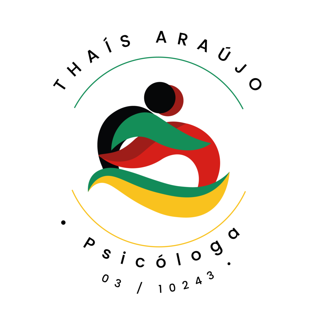 Apresenta a logo da thais com infomações de crp e nome